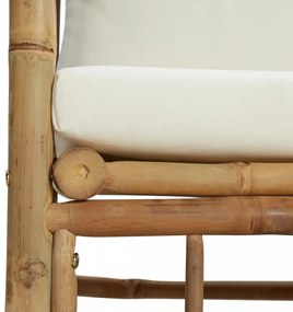 Bambusz kerti kanapé krémfehér párnákkal