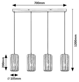 Rabalux 72256 - Csillár zsinóron VENESS 4xE27/40W/230V