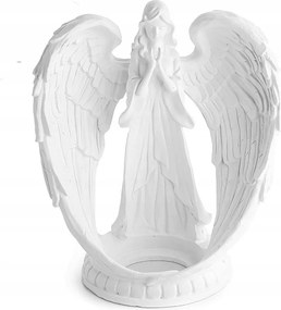 Gipsz gyertyatartó fehér lakkozott angyal nagy 15cm ajándék figura