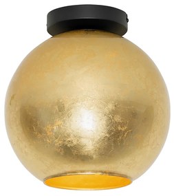 Design mennyezeti lámpa fekete, arany üveggel - Bert