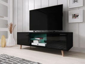 SWEDEN Tv szekrény fekete/fényes fekete