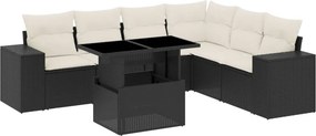 vidaXL 7 részes fekete polyrattan kerti ülőgarnitúra párnával