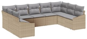 vidaXL Kerti Kanapé Szett 9 pcs Beige és Világosszürke polirattan