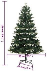 csuklópántos műkarácsonyfa hóval 150 cm