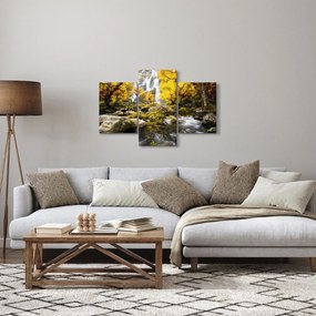 Kép - Vízesések őszi tájban, sárga (90x60 cm)