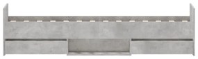 betonszürke ágykeret fej- és lábtámlával 75 x 190 cm