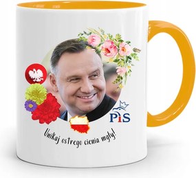 Duda András Sárga Elnöki Bögre Nyomtatott Mintával