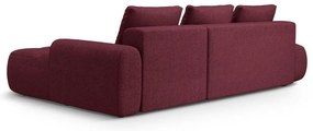Borvörös kinyitható-tárolóhelyes sarokkanapé (jobb oldali-heverő résszel) Linz – Cosmopolitan Design