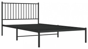 fekete fém ágykeret fejtámlával 107 x 203 cm