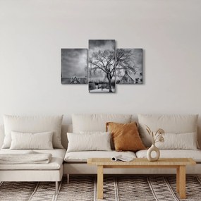 Fekete fehér falu képe (90x60 cm)