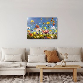 Festett kép egy virágzó rét (üvegen) (70x50 cm)