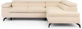 Krémszínű zsenília sarokkanapé (jobb oldali-L alakú) Marbeya – Ropez