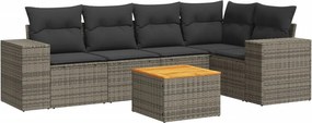 vidaXL 6 részes szürke polyrattan kerti ülőgarnitúra párnákkal