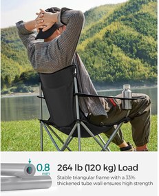 Összecsukható kempingszék 2 db-os, kültéri székek karfával és pohártartóval