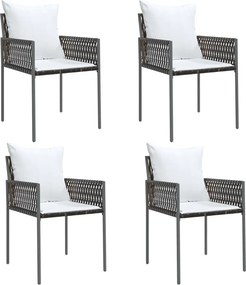 vidaXL 4 db barna polyrattan kerti szék párnával 54x61x83 cm