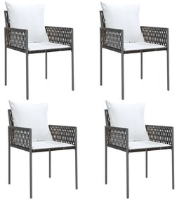 vidaXL 4 db barna polyrattan kerti szék párnával 54x61x83 cm