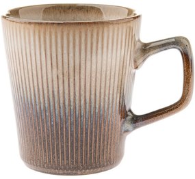 6 darabos kerámia bögrés készlet Rustik 410 ml, világosbarna