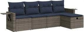 vidaXL 5 részes szürke polyrattan kerti ülőgarnitúra párnákkal