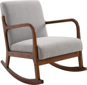 HOMCOM Kárpitozott Hintaszék, Vintage Dizájn Fa és Szürke Poliészter, Beltéri, Irodai, Nappali Használatra, 64x86x80cm | Aosom