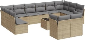 vidaXL 13 részes bézs polyrattan kerti ülőgarnitúra párnákkal
