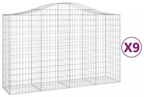 9 db íves horganyzott vas gabion kosár 200x50x120/140 cm