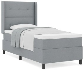 Boxspring Ágy Matrac Nélkül, Világosszürke, 90x190 cm, Szövet