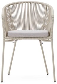 Krémszínű fém-párnázott kerti szék Yanet – Kave Home