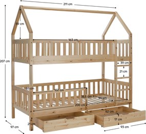Montessori emeletes ágy, természetes, VENITA TYP 2