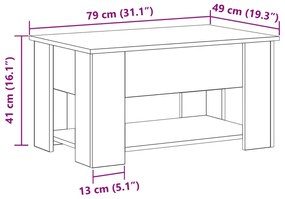Fekete tölgyfa Kávézóasztal 79x49x41 cm Műszaki fából