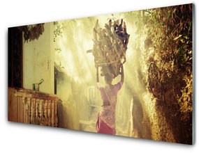 Üvegkép falra Nő Wood Man 125x50 cm
