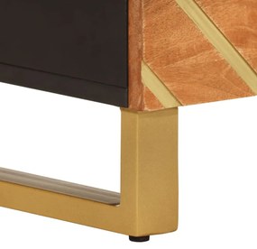 barna és fekete tömör mangófa éjjeliszekrény 50x33x60 cm