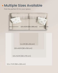 Szőnyeg, 120 x 170 cm-es csúszásmentes szőnyeg, boho stílusú, cappuccino bézs