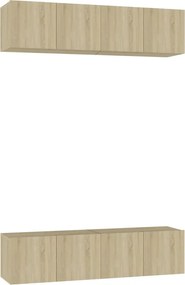 vidaXL 4 db sonoma tölgy színű szerelt fa TV-szekrény 60 x 30 x 30 cm