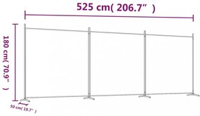 3 paneles barna szövet paraván 525x180 cm