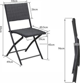Deuba Rattan összecsukható székek Rome 2 db - fekete
