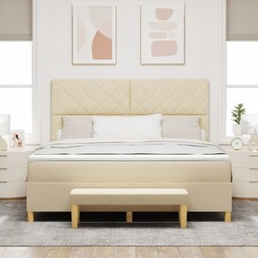 Box Spring Ágy matraccal és padlábbal, krém szövet