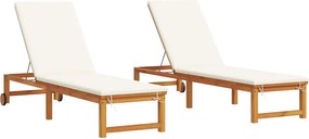 vidaXL Napozó 2 pcs Barna 202 x 53 x 89 cm Tömör Akácfa