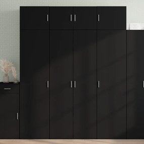 fekete szerelt fa tárolószekrény 80 x 42,5 x 225 cm