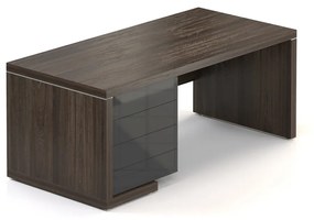 Lineart asztal 180 x 85 cm + bal konténer, sötét szil / antracit