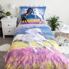 Egyszemélyes pamut gyerek ágyneműhuzat 140x200 cm Horse "Meadow" – Jerry Fabrics