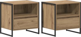 vidaXL Éjjeli asztal 2 pcs Művészi tölgy 50 x 39,5 x 50 cm Faanyag