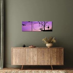 Kép - Állatok sziluettek (órával) (90x30 cm)