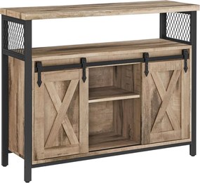 Komód elhúzható ajtókkal és nyitott polcokkal, homokbarna 100x33x80cm