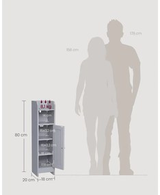 Keskeny fürdőszobai álló tárolószekrény 20x18x80cm, szürke