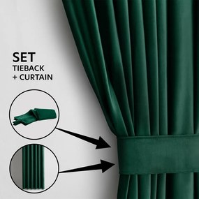 Sötétzöld bársony dimout (részleges sötétítő) függöny 140x245 cm Pleat – Restilo