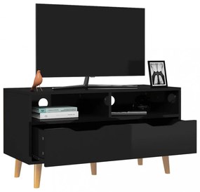 magasfényű fekete szerelt fa TV-szekrény 90 x 40 x 48,5 cm