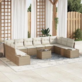 Kerti Kanapé Szett 11 pcs bézs és krémszínű 344 x 209 x 85 cm