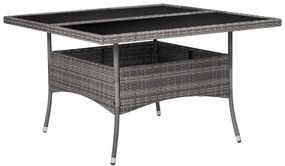 9 részes szürke polyrattan és üveg kerti étkezőgarnitúra