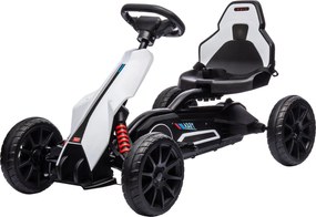 HOMCOM Elektromos Gyerek Go-Kart 12V 3-5 km/h Drift Kart 2 Sebességbeállítással, Biztonsági Övvel, Kormányzással, 3-8 Éves Gyerekeknek, Fehér | Aosom