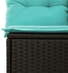 8 részes fekete polyrattan kerti ülőgarnitúra párnával